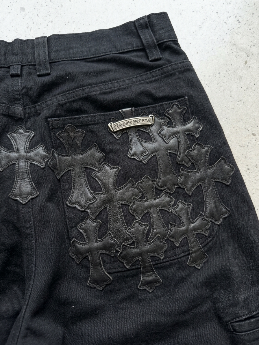Flooded cross pocket patch work pants