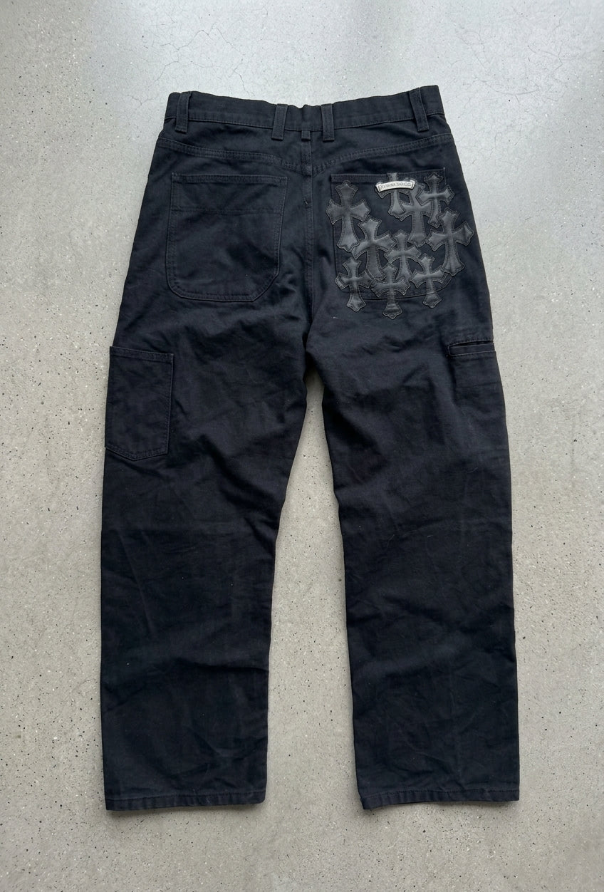 Flooded cross pocket patch work pants