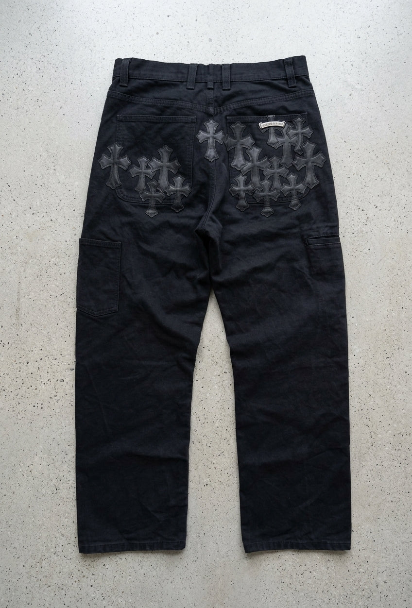 Flooded cross pocket patch work pants