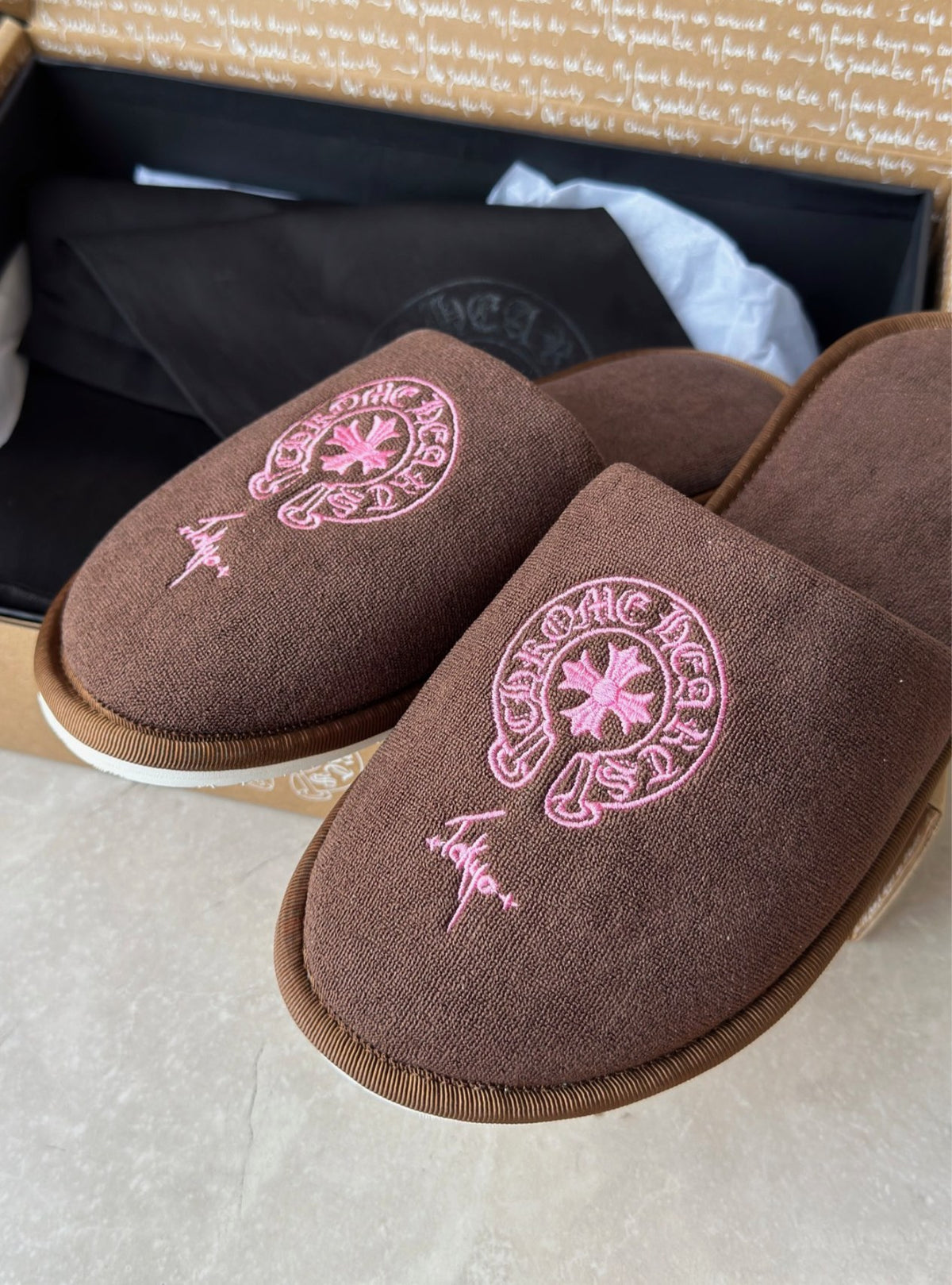 "Tokyo" Hotel Slippers brown / pink