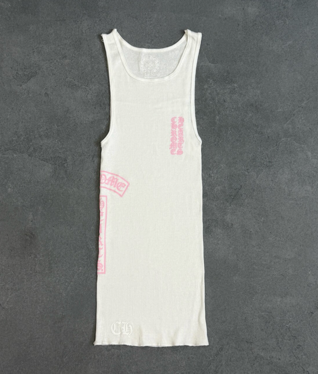 T-Bar Rib Tank white pink
