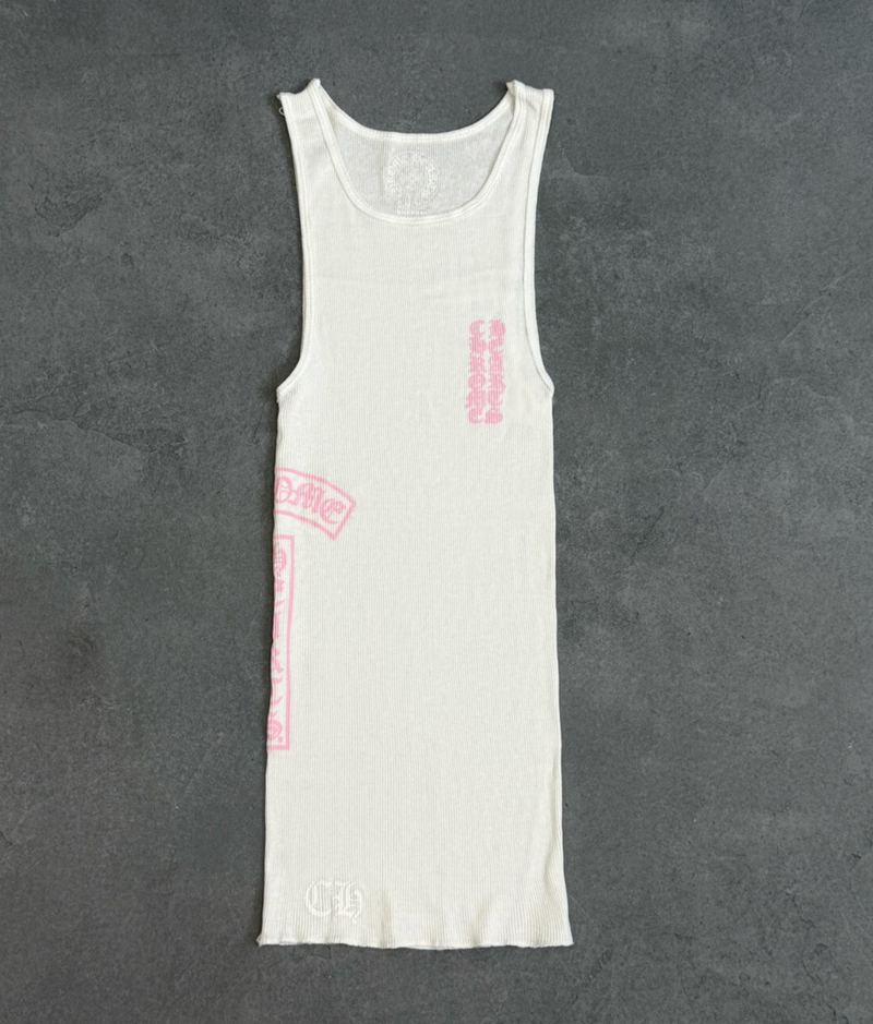 T-Bar Rib Tank white pink