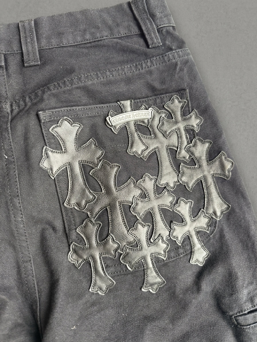 Flooded cross pocket patch work pants