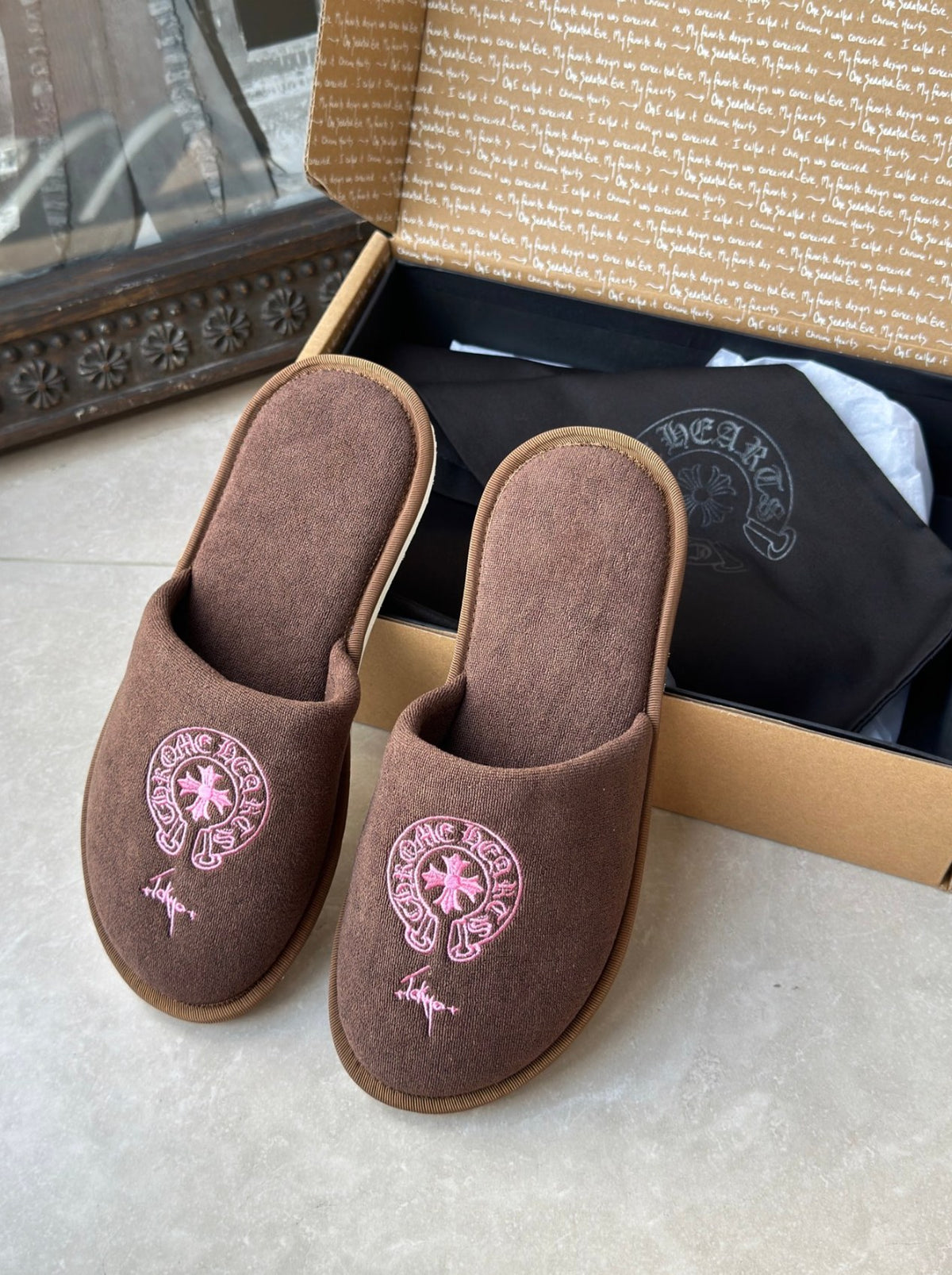 "Tokyo" Hotel Slippers brown / pink